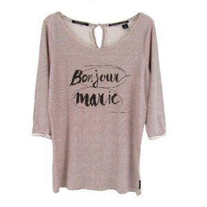 Maison Scotch La Femme Selon Marie Bon Jour Red Stripe Top Size 1 S Linen Blend